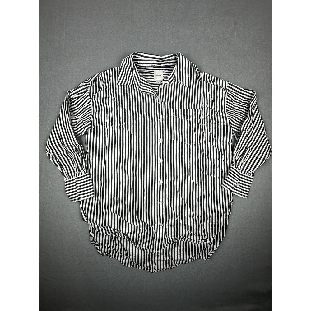 Maeve Anthropologie Women's Small Striped Oversized Button Down Collared Shirt